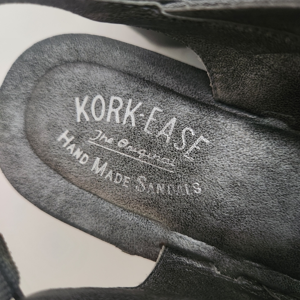 Kork-ease Allie Metallic Silver Handmade Wedge Platform Sandals 7 Brazil Leather - Picture 3 of 8